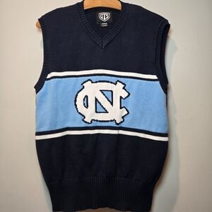 UNC North Carolina Tarheels Sweater Vest Medium Men's Navy Blue Fan Wear